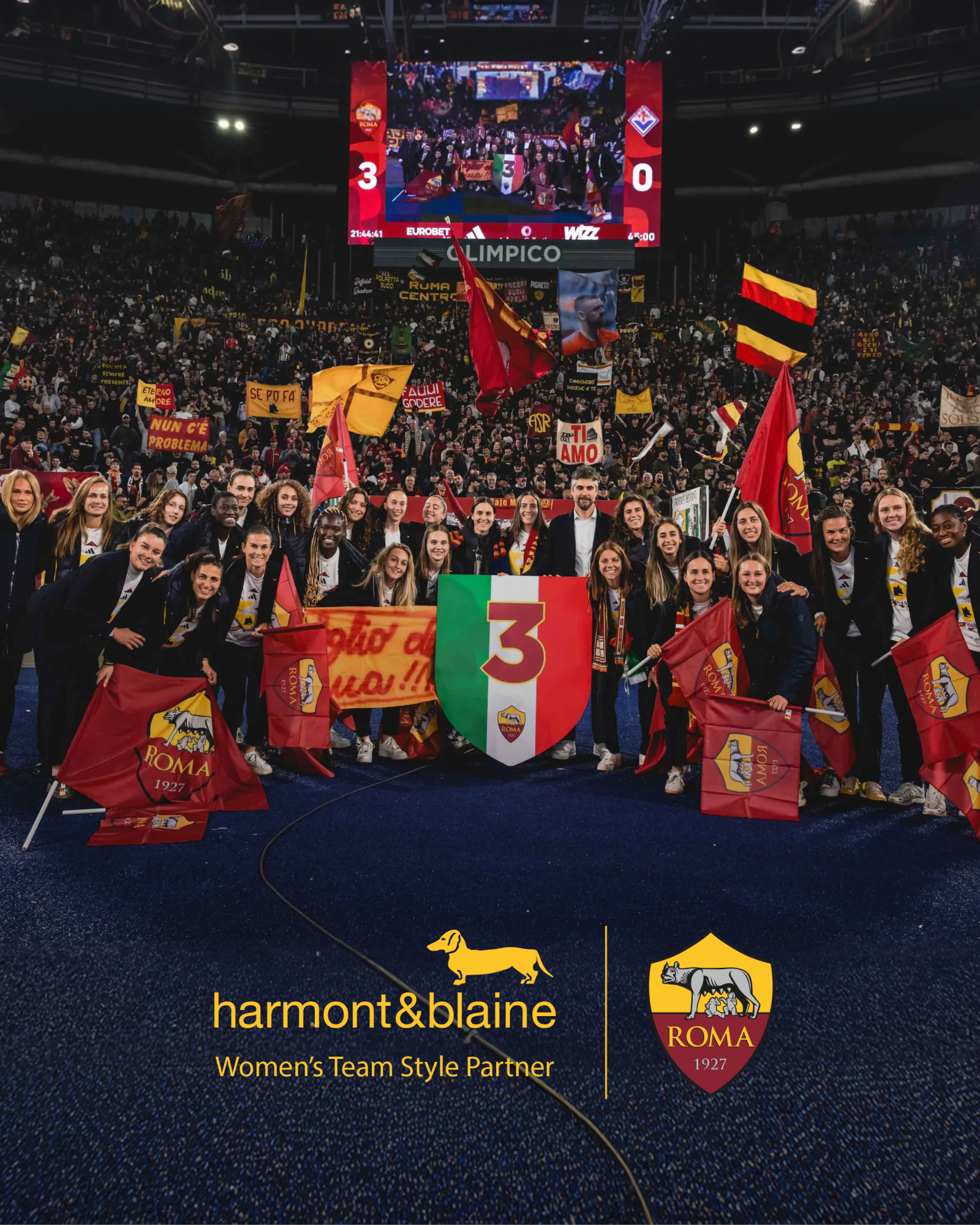 Harmont & Blaine celebra con orgoglio la vittoria del Campionato di Serie A della AS Roma Femminile.