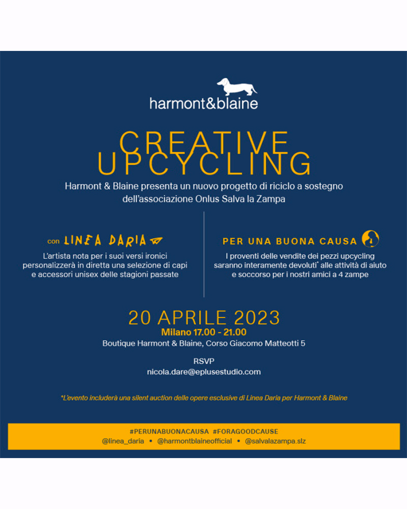 In occasione della Milan Design Week, Harmont & Blaine presenta un nuovo progetto benefico a sostegno della Onlus Salva la Zampa, associazione italiana impegnata in attivit&agrave; di soccorso e salvaguardia dei cani abbandonati.